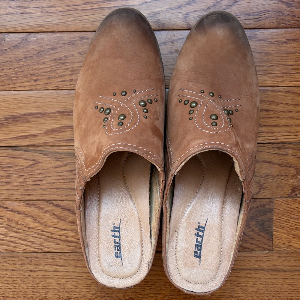 Earth Women's Tan Embellished Mules